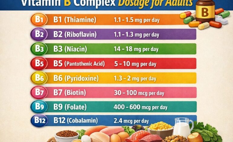 Vitamin B Complex Dosage for Adults: Recommended Daily Intake and Supplement Guide