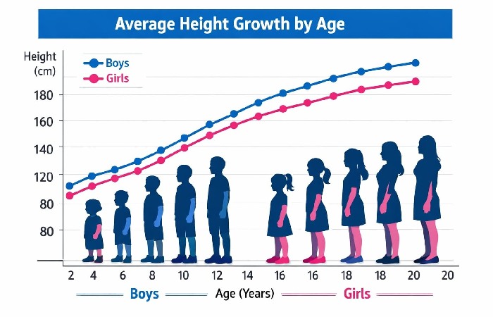 Height Increases in Males and Females