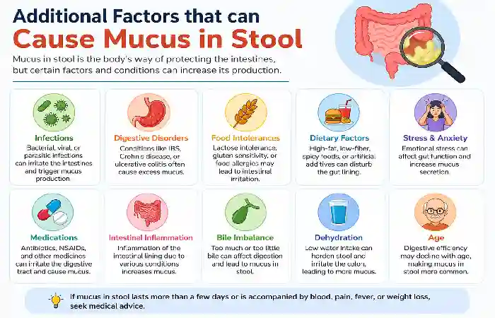 additional factors that can cause muscus in stool