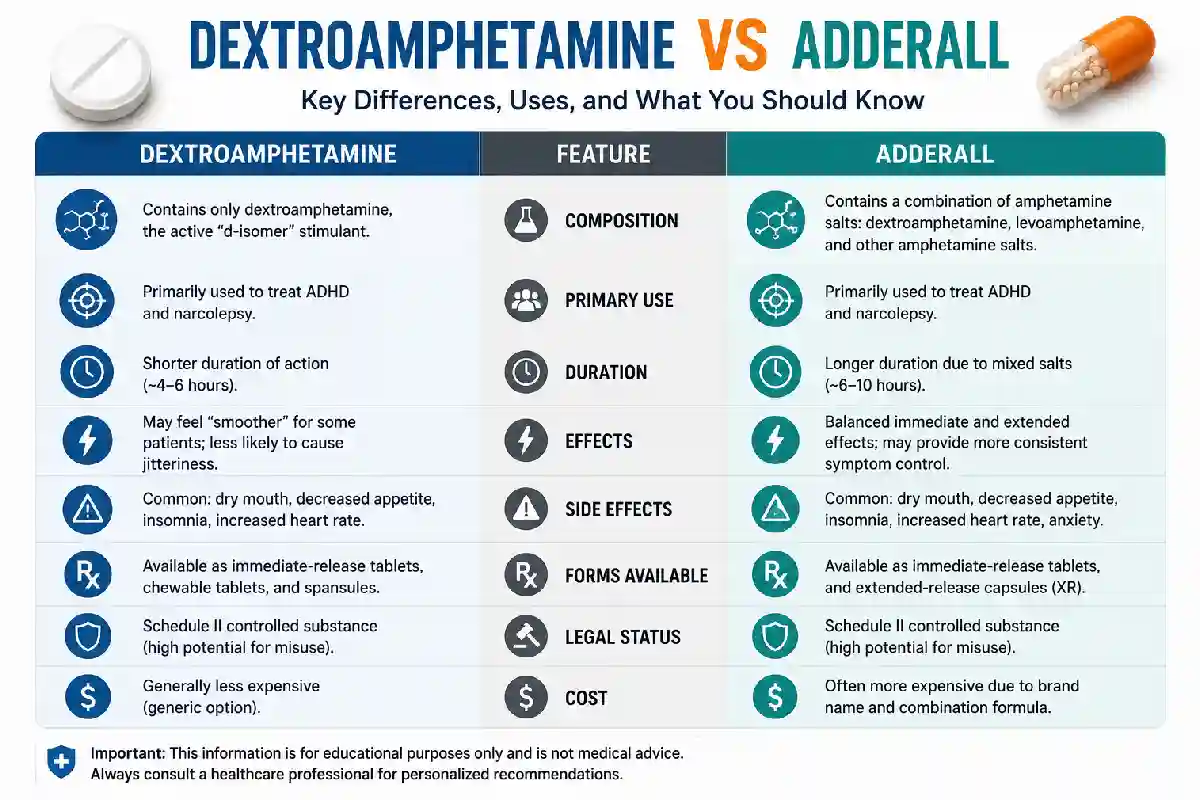 Dextroamphetamine vs Adderall: Difference Between Them