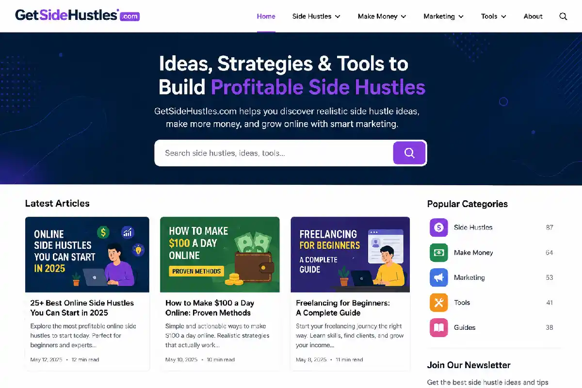 GetSideHustles. com: Side Hustle Ideas, Online Income and Work-from-Home Opportunities