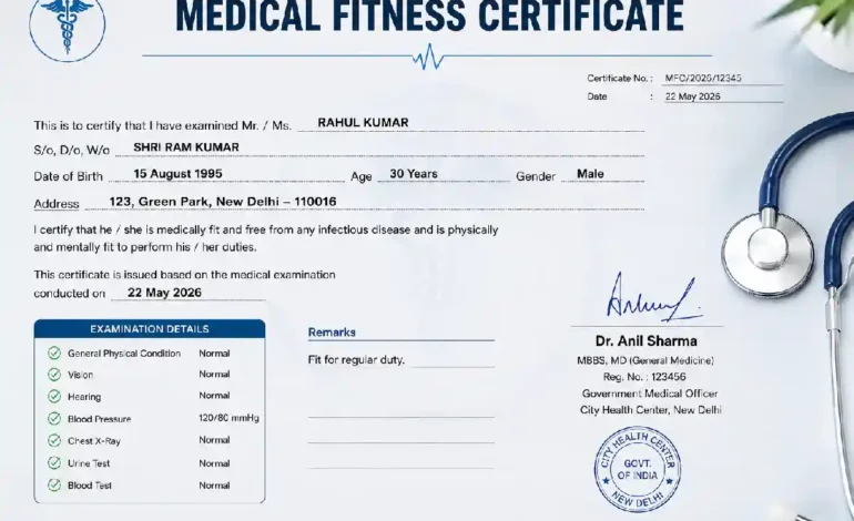 Medical Fitness Certificate: Requirements, Tests, Format, Cost & Procedure