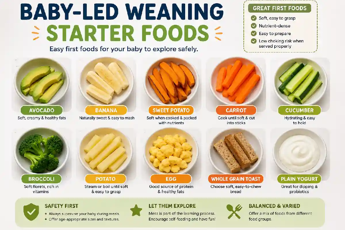 Baby-Led Weaning Starter Foods: Safe and Healthy First Foods for Your Baby