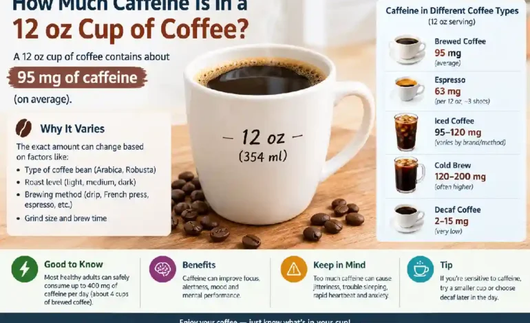 How Much Caffeine Is in a 12 oz Cup of Coffee?