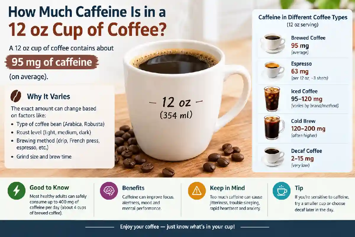 How Much Caffeine Is in a 12 oz Cup of Coffee?